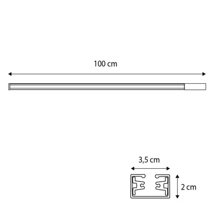 1 Meter schwarze Schiene für 1-phasige Schiene - Iconic