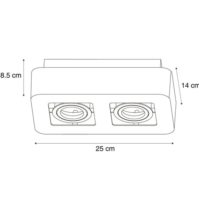 Abgerundeter Aufbaustrahler schwarz 2-flammig dreh- und schwenkbar - Dox
