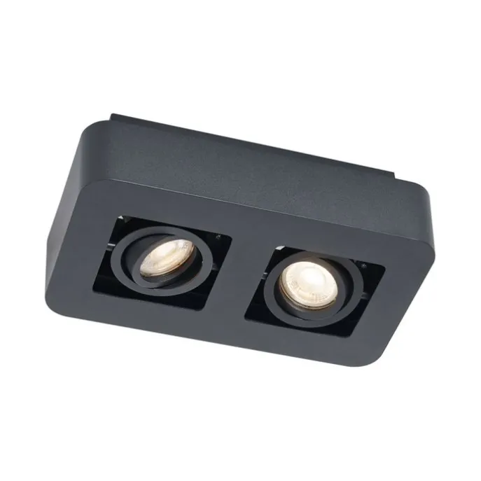 Abgerundeter Aufbaustrahler schwarz 2-flammig dreh- und schwenkbar - Dox