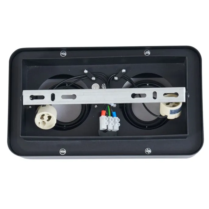 Abgerundeter Aufbaustrahler schwarz 2-flammig dreh- und schwenkbar - Dox