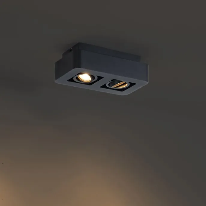 Abgerundeter Aufbaustrahler schwarz 2-flammig dreh- und schwenkbar - Dox