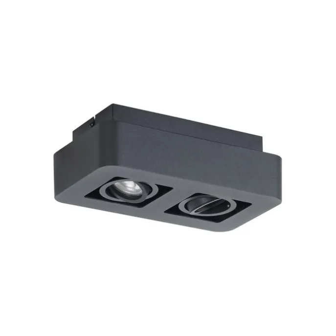 Abgerundeter Aufbaustrahler schwarz 2-flammig dreh- und schwenkbar - Dox