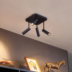 Abgerundeter Deckenstrahler schwarz GU10 35mm 4-flammig dreh- und schwenkbar - Kate