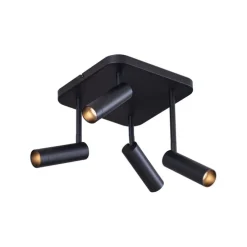 Abgerundeter Deckenstrahler schwarz GU10 35mm 4-flammig dreh- und schwenkbar - Kate