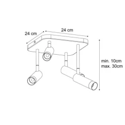 Abgerundeter Deckenstrahler schwarz GU10 35mm 4-flammig dreh- und schwenkbar - Kate