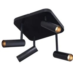 Abgerundeter Deckenstrahler schwarz GU10 35mm 4-flammig dreh- und schwenkbar - Kate