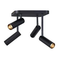 Abgerundeter Deckenstrahler schwarz GU10 35mm 4-flammig dreh- und schwenkbar - Kate