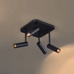 Abgerundeter Deckenstrahler schwarz GU10 35mm 4-flammig dreh- und schwenkbar - Kate