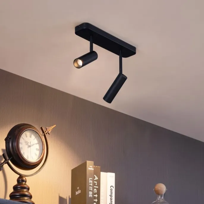 Abgerundeter Deckenstrahler schwarz GU10 35mm 2-flammig dreh- und schwenkbar - Kate