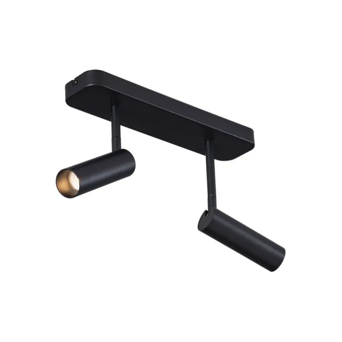 Abgerundeter Deckenstrahler schwarz GU10 35mm 2-flammig dreh- und schwenkbar - Kate