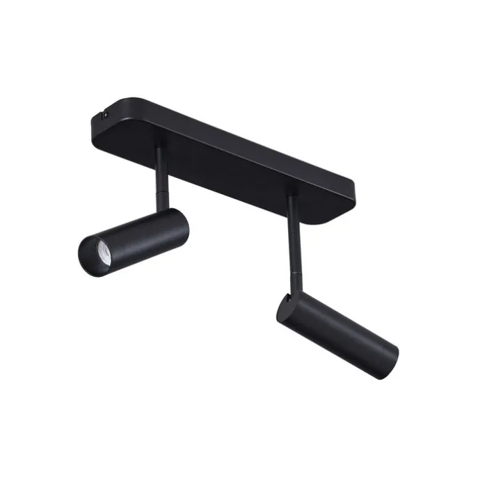 Abgerundeter Deckenstrahler schwarz GU10 35mm 2-flammig dreh- und schwenkbar - Kate