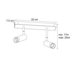 Abgerundeter Deckenstrahler schwarz GU10 35mm 2-flammig dreh- und schwenkbar - Kate