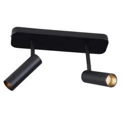 Abgerundeter Deckenstrahler schwarz GU10 35mm 2-flammig dreh- und schwenkbar - Kate