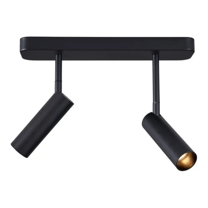 Abgerundeter Deckenstrahler schwarz GU10 35mm 2-flammig dreh- und schwenkbar - Kate