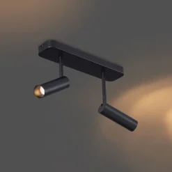 Abgerundeter Deckenstrahler schwarz GU10 35mm 2-flammig dreh- und schwenkbar - Kate