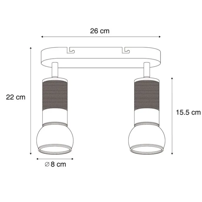 Abgerundeter Deckenstrahler Dunkelbronze 2-flammig Verstellbar - Veerle