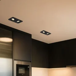 Abgerundeter Einbaustrahler schwarz GU10 50mm dreh- und schwenkbar IP44 2-flammig - Alberto