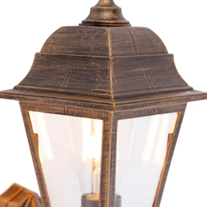 Antike Wandleuchte Gold IP44 mit Bewegungsmelder - Capital