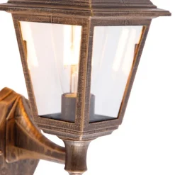 Antike Wandleuchte Gold IP44 mit Bewegungsmelder - Capital