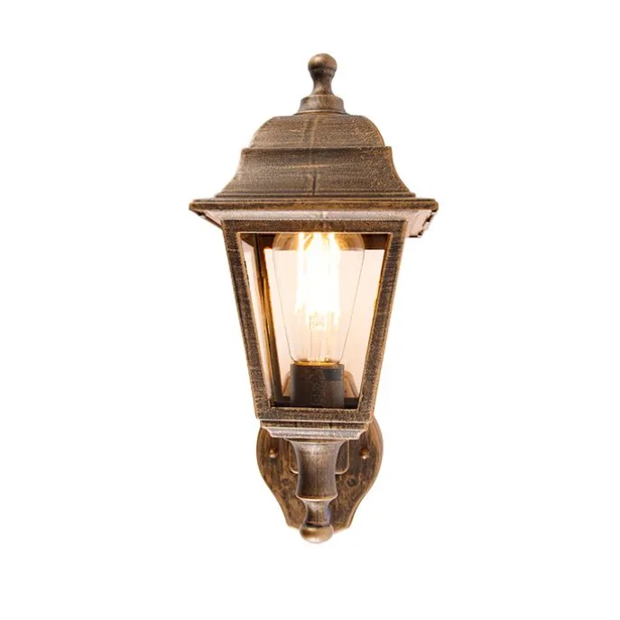 Antike Wandleuchte Gold IP44 mit Bewegungsmelder - Capital