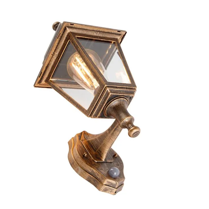 Antike Wandleuchte Gold IP44 mit Bewegungsmelder - Capital