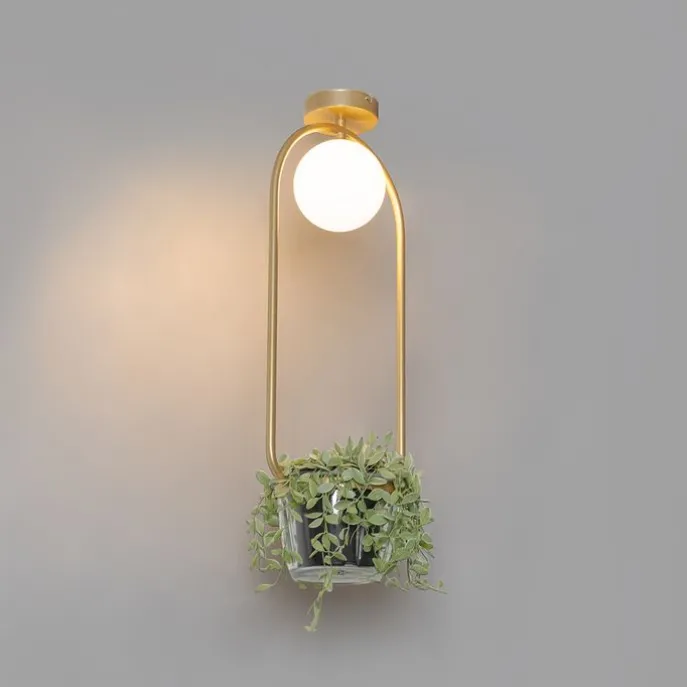 Art Deco Deckenlampe Gold mit weißem Glas - Isabella