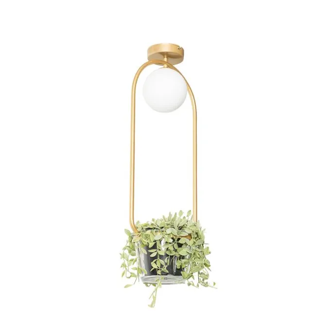 Art Deco Deckenlampe Gold mit weißem Glas - Isabella