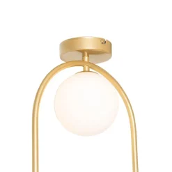 Art Deco Deckenlampe Gold mit weißem Glas - Isabella