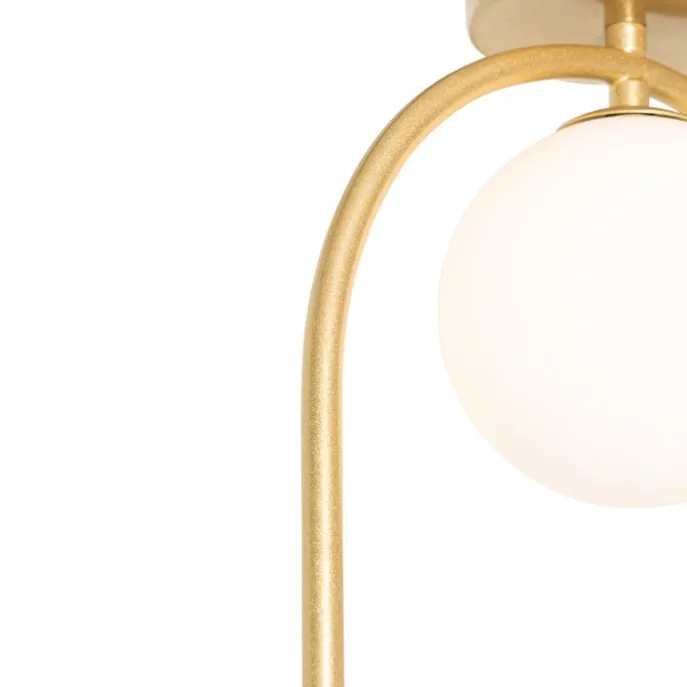 Art Deco Deckenlampe Gold mit weißem Glas - Isabella