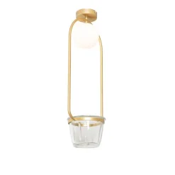 Art Deco Deckenlampe Gold mit weißem Glas - Isabella