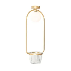 Art Deco Deckenlampe Gold mit weißem Glas - Isabella
