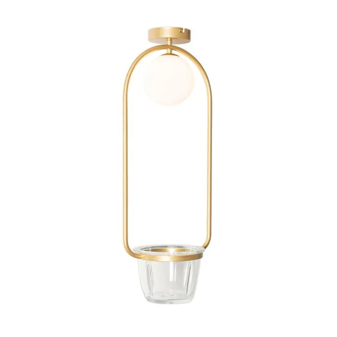 Art Deco Deckenlampe Gold mit weißem Glas - Isabella