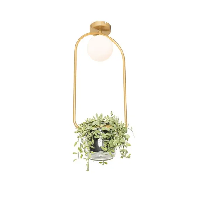 Art Deco Deckenlampe Gold mit weißem Glas - Isabella
