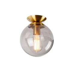 Art Deco Deckenlampe Messing mit Rauchglas - Pallon