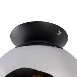 Art Deco Deckenlampe schwarz mit Rauchspiegel - Pallon