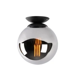 Art Deco Deckenlampe schwarz mit Rauchspiegel - Pallon