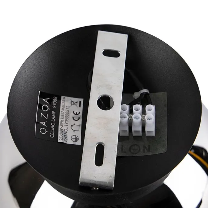 Art Deco Deckenlampe schwarz mit Rauchspiegel - Pallon