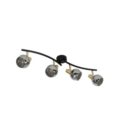 Art Deco Deckenleuchte Gold mit Rauchglas 4-Licht - Vidro