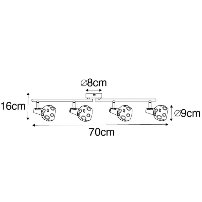 Art Deco Deckenleuchte Gold mit Rauchglas 4-Licht - Vidro
