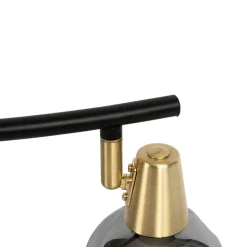 Art Deco Deckenleuchte Gold mit Rauchglas 4-Licht - Vidro