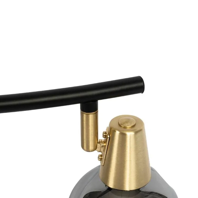 Art Deco Deckenleuchte Gold mit Rauchglas 4-Licht - Vidro