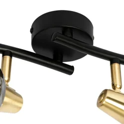 Art Deco Deckenleuchte Gold mit Rauchglas 4-Licht - Vidro