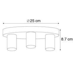 Art Deco Deckenleuchte gold rund - Facil 3