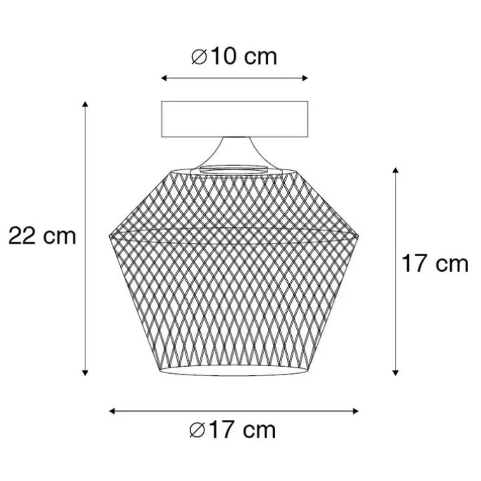 Art Deco Deckenleuchte Messing mit Rauchglas - Karce