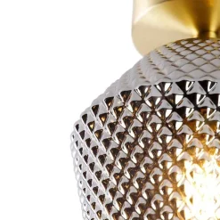 Art Deco Deckenleuchte Messing mit Rauchglas - Karce