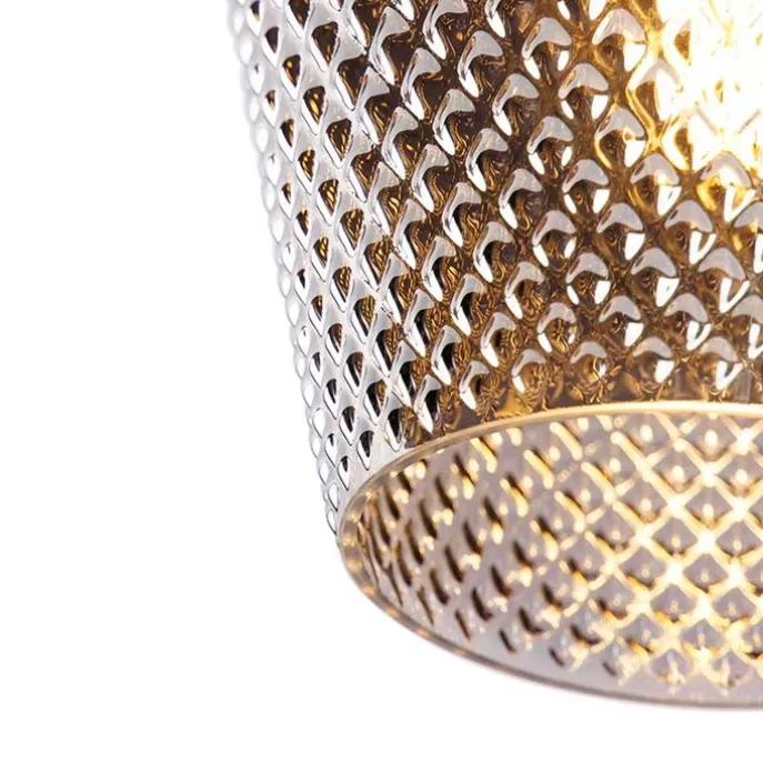 Art Deco Deckenleuchte Messing mit Rauchglas - Karce