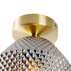 Art Deco Deckenleuchte Messing mit Rauchglas - Karce