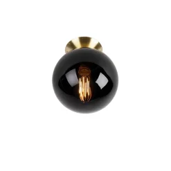 Art Deco Deckenleuchte Messing mit schwarzem Glas - Pallon