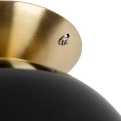 Art Deco Deckenleuchte Messing mit schwarzem Glas - Pallon