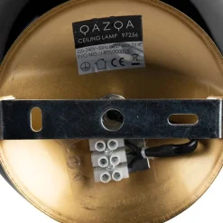 Art Deco Deckenleuchte Messing mit schwarzem Glas - Pallon